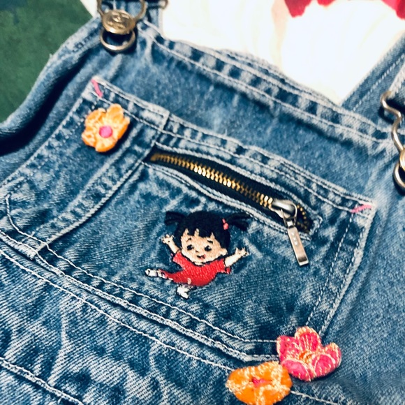 Girl’s Monster’s Inc Vintage Boo Denim Overalls Size 4 EUC - Picture 5 of 6